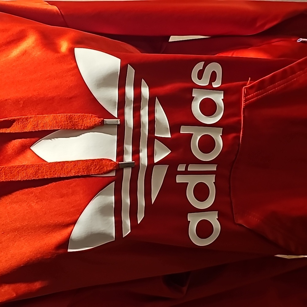 Adidas red hoodie...size small....polyester. - Picture 6 of 8